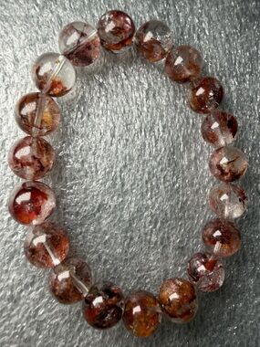 High Clarity 10MM Red Mud Skeleton Quartz Natural Crystal Bracelet